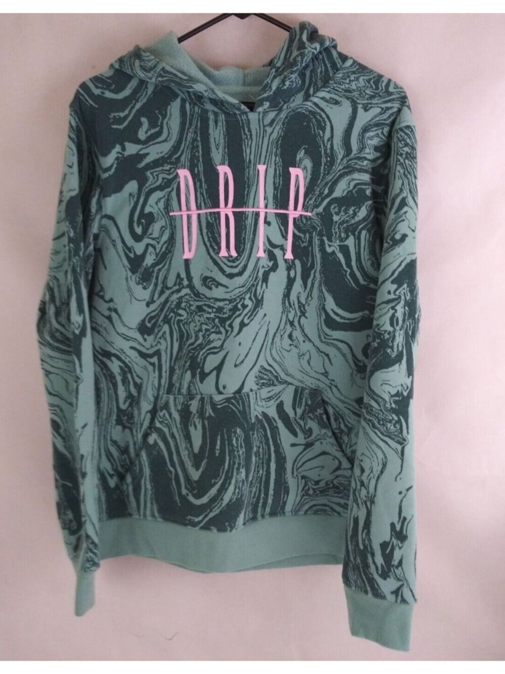 BKLYN Brooklyn Cloth Green Drip Swirl Design Women's Hoodie Size Small